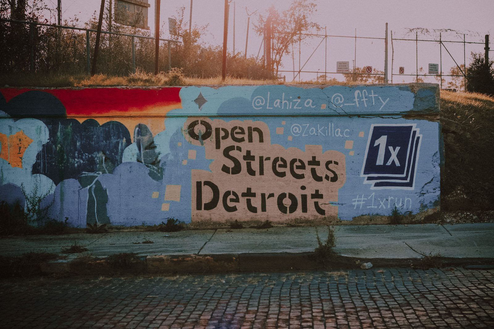 open streets Detroit-printed street wall art